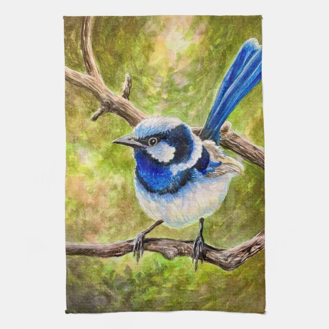 Blue Wren - Kitchen Towel (Vertical)