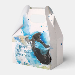 Blue Wren Watercolor Happy Birthday Wrens Aqua Favor Box