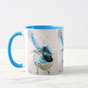 Blue Wren Watercolour Painting Australian Birds Mug