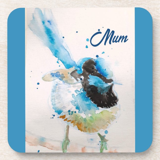 Blue Wren Wrens Watercolour Baby Blue Australian Coaster (Front)