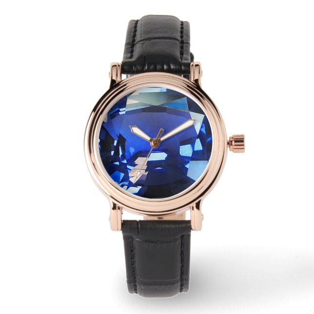Blue Wrist Watch, Sapphire Gemstone Watch (Front)