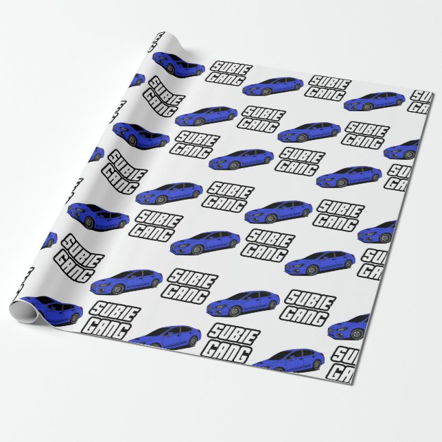 Blue wrx subie wrapping paper (Unrolled)