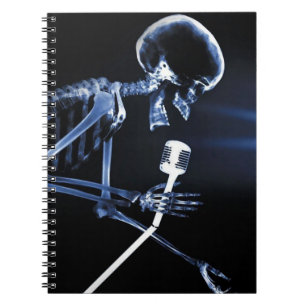 Blue X-Ray Vision Skeleton Singing on Mic Notebook