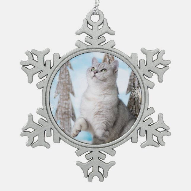 Blue XMAS 2018 Snowflake Pewter Christmas Ornament (Front)