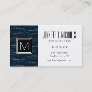 Blue Yacht Pattern Business Card