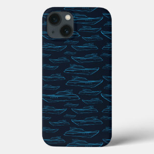 Blue Yacht Pattern iPhone 13 Case