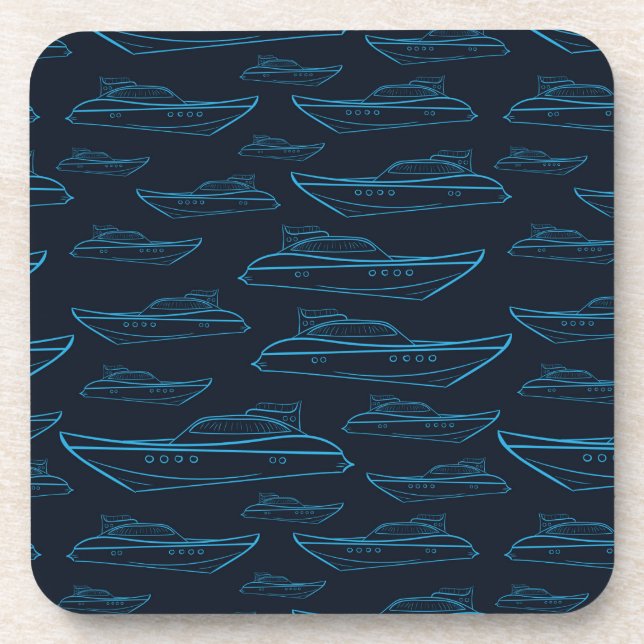 Blue Yacht Pattern Coaster (Front)