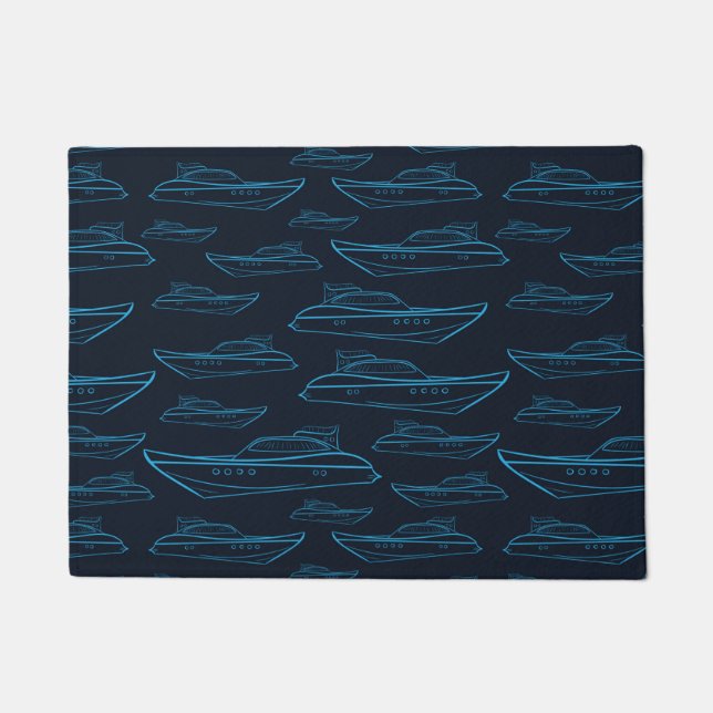 Blue Yacht Pattern Doormat (Front)