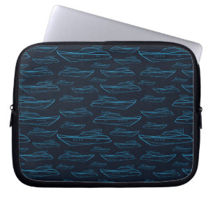 Blue Yacht Pattern Laptop Sleeve