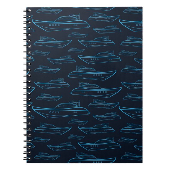 Blue Yacht Pattern Notebook (Front)