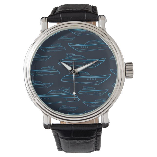 Blue Yacht Pattern Watch (Front)