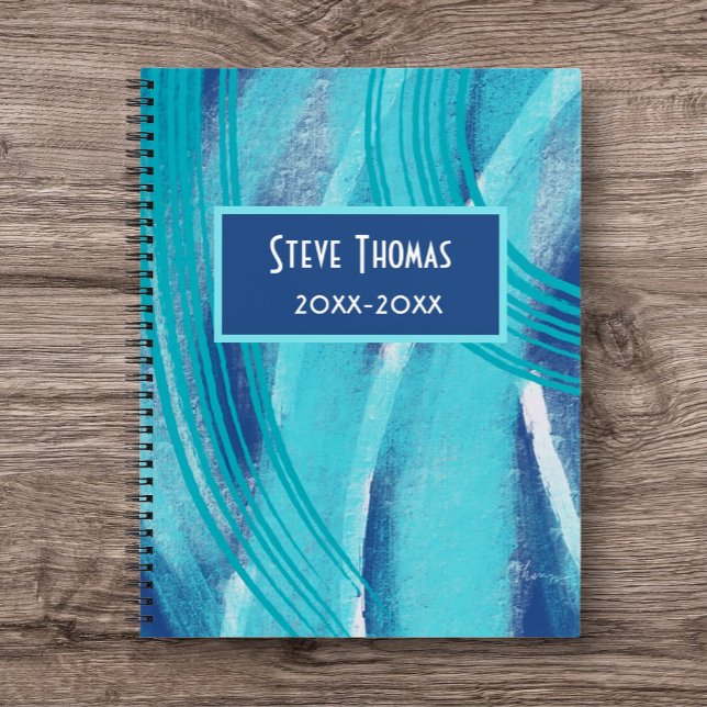 Blue Year to Year Personalized Journal/ Notebook (Personalized Year to Year Journal/Notebook. Original Modern Art Cover. Great Gift.)