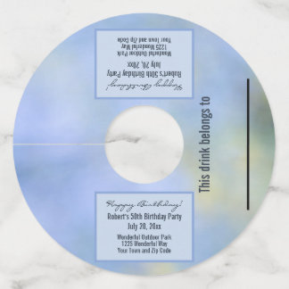 Blue Yellow Abstract Palo Verde Event Details Wine Glass Tag