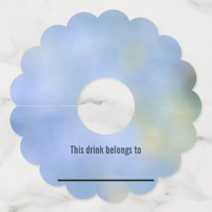 Blue Yellow Abstract Palo Verde Name Template Wine Glass Tag