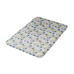 Blue, yellow and grey bathmat