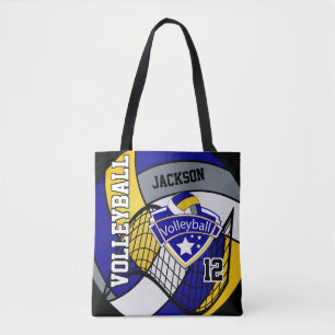 Blue, Yellow and Grey Volleyball Tote Bag