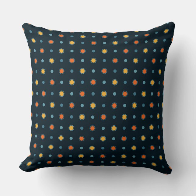Blue, yellow and orange Dots  Throw Pillow (Front)