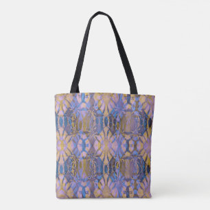 Blue, Yellow and Purple Batik Style Tote Bag