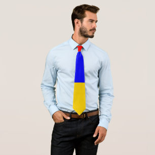 Blue Yellow And Red Color Block Print Tie