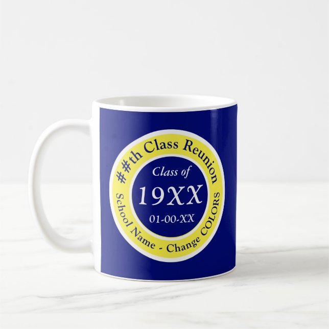 Blue, Yellow and White, Class Reunion Mugs (Left)