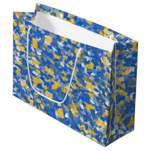 Blue, Yellow and White Paint Large Gift Bag