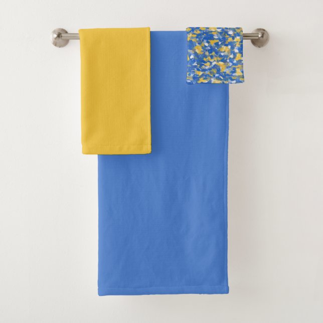 Blue, Yellow and White Paint Splashes  Bath Towel Set (Insitu)