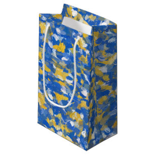 Blue, Yellow and White Paint Splashes Small Gift Bag
