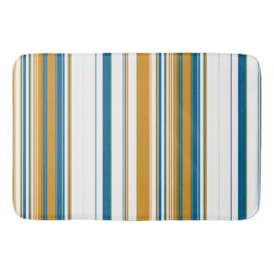 Blue Yellow and White Stripes  Bath Mat