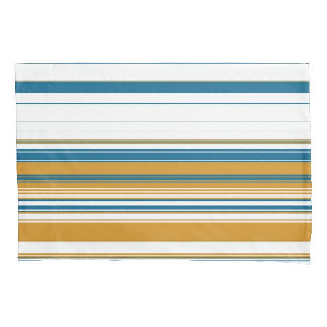Blue Yellow and White Stripes Pillowcase (Front)