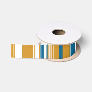 Blue Yellow and White Stripes   Satin Ribbon
