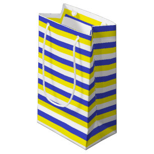 Blue, Yellow and White Stripes Small Gift Bag
