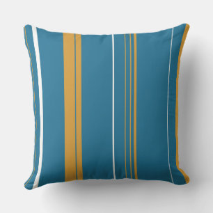 Blue Yellow and White Stripes Towel Outdoor Pillow