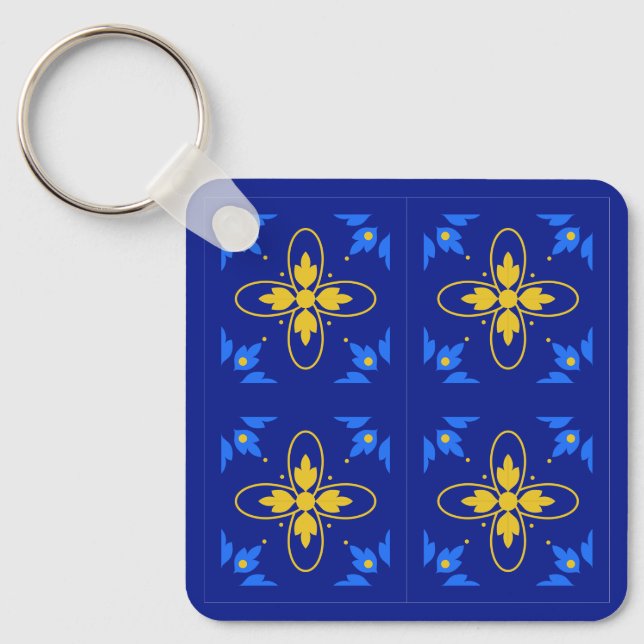 Blue & Yellow Azulejo Keychain (Front)
