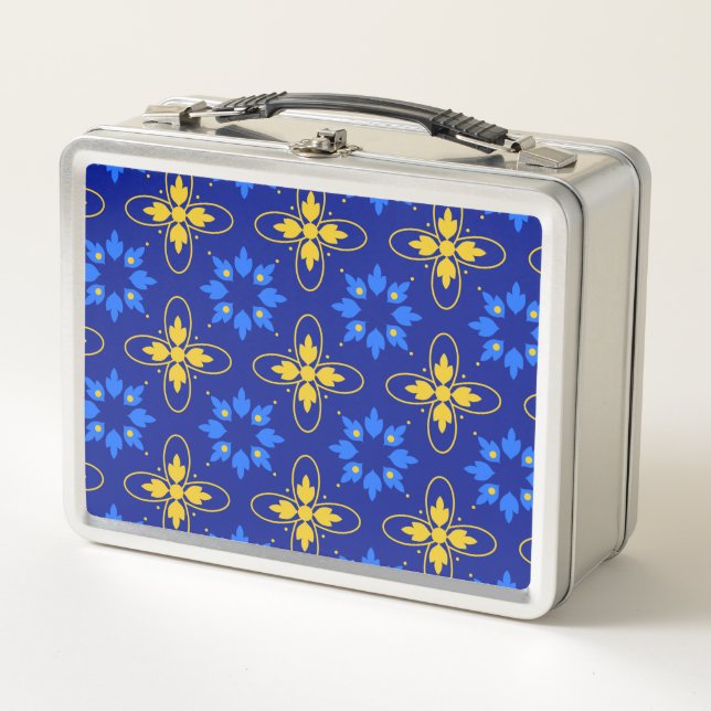 Blue & Yellow Azulejo  Metal Lunch Box (Front)