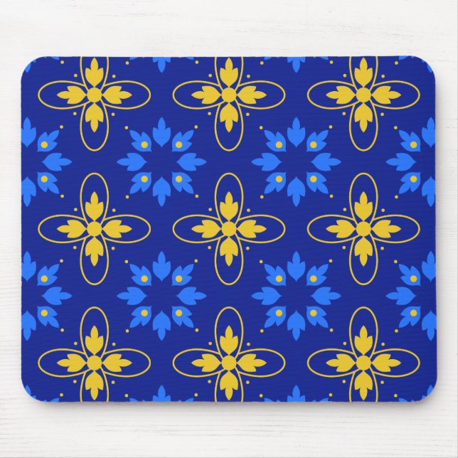 Blue & Yellow Azulejo  Mouse Pad (Front)