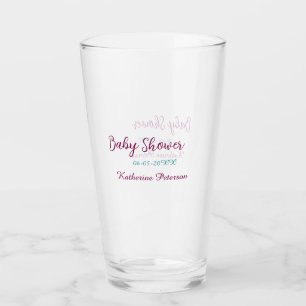 Blue yellow baby shower name date animal ear cute  glass