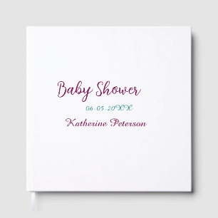 Blue yellow baby shower name date animal ear cute  guest book