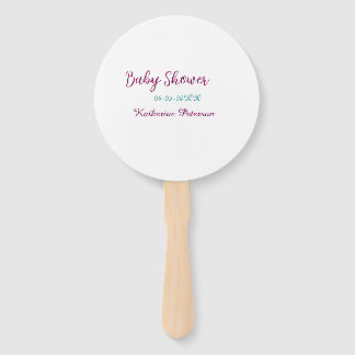 Blue yellow baby shower name date animal ear cute  hand fan