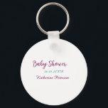 Blue yellow baby shower name date animal ear cute  keychain<br><div class="desc">simple business sticker</div>
