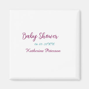 Blue yellow baby shower name date animal ear cute  magnet