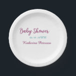 Blue yellow baby shower name date animal ear cute paper plate<br><div class="desc">simple business sticker</div>