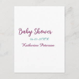 Blue yellow baby shower name date animal ear cute  postcard
