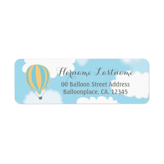 Blue Yellow Balloon Sky Return Address Labels