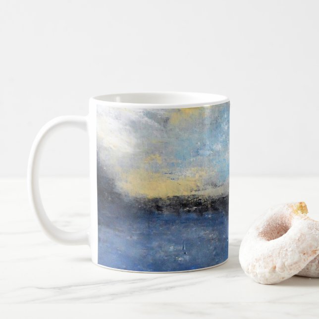 Blue Yellow Beach Abstract Mug (With Donut)