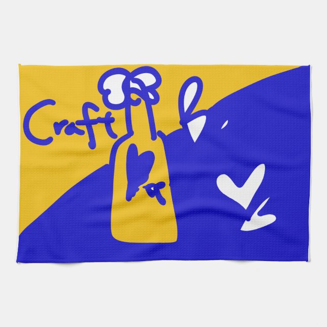 blue＆yellow　beer キッチンタオル  kitchen towel (Horizontal)
