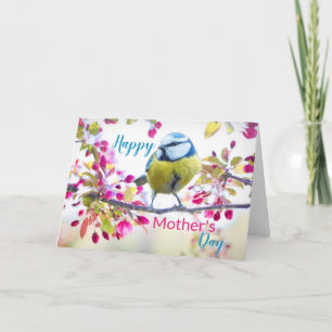 Blue & Yellow Bird Flower Branch Mother's Day Card