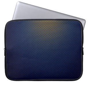 Blue yellow black carbon fiber patterned laptop sleeve