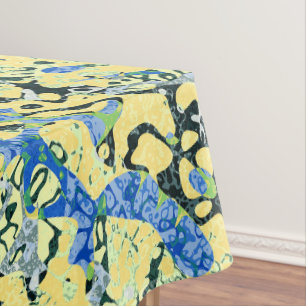 Blue Yellow Black Spotted Graphic Abstraction Tablecloth