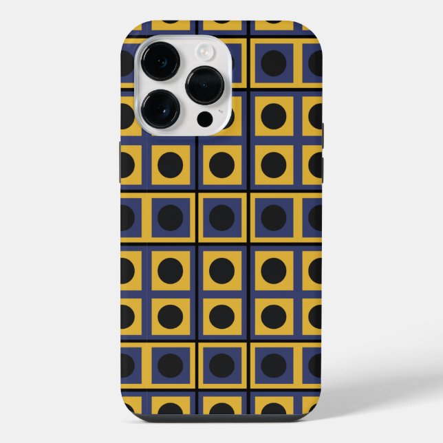 Blue Yellow Black Square Circle Geometric iPhone Case (Back)