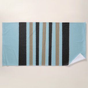 Blue Yellow Black Stripes Beach Towel